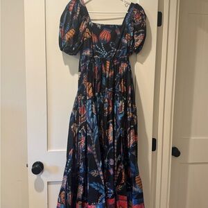 Farm Rio Floral Puff Sleeve Maxi Dress